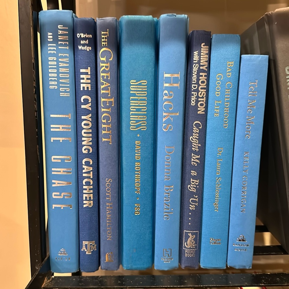 4 1/2 Pounds of Color-Coordinated Blue Hardback Books with Silver Lettering
